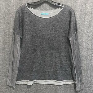 Alice +‎ Olivia Sweater Womens Small Black White Marled Boxy Rolled Hem Knit Top